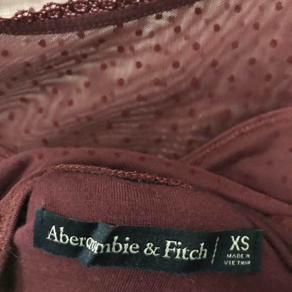 Abercrombie and Fitch Burgundy Bodysuit Sheer Polka Dot - Picture 6 of 7